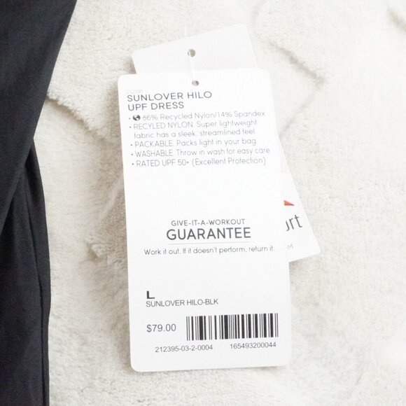 Athleta Sunlover Hilo UPF Dress Asymmetric Short Sleeve Black Large NWT  $79 - Picture 5 of 9